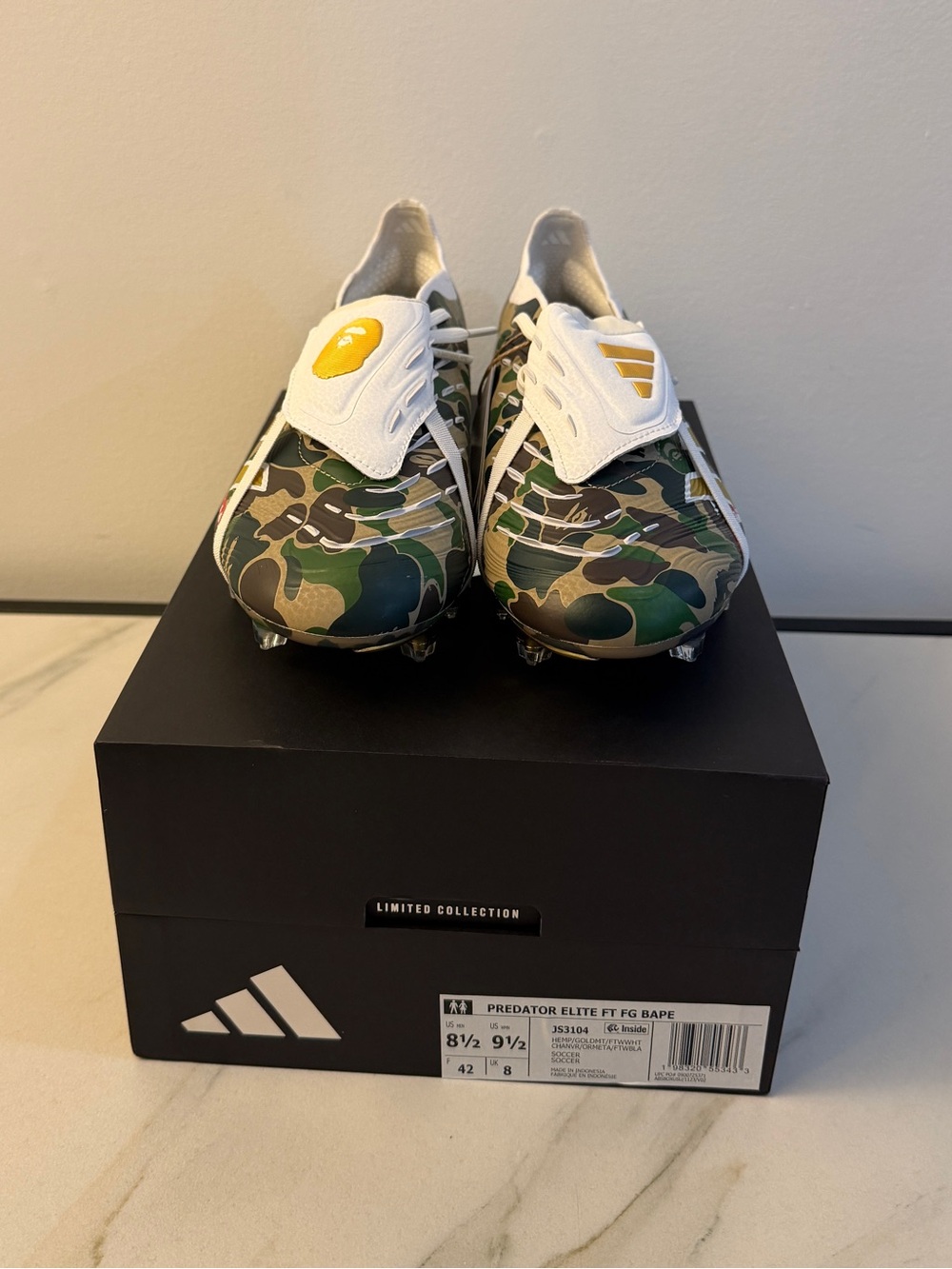 adidas Predator Elite FG BAPE Camo Soccer Cleats - Green/White/Gold